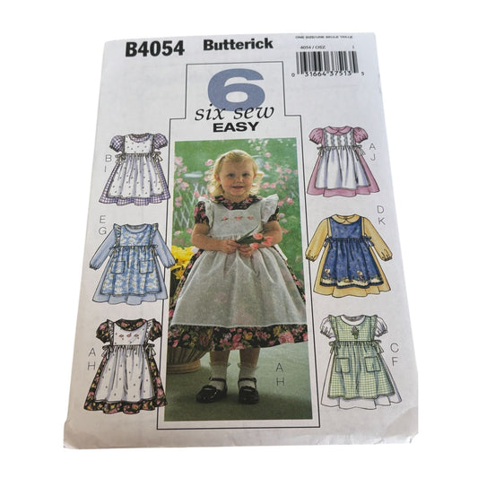 Butterick Sewing Pattern B4054 Toddlers Dress Pinafore Girls Party Spring Uncut