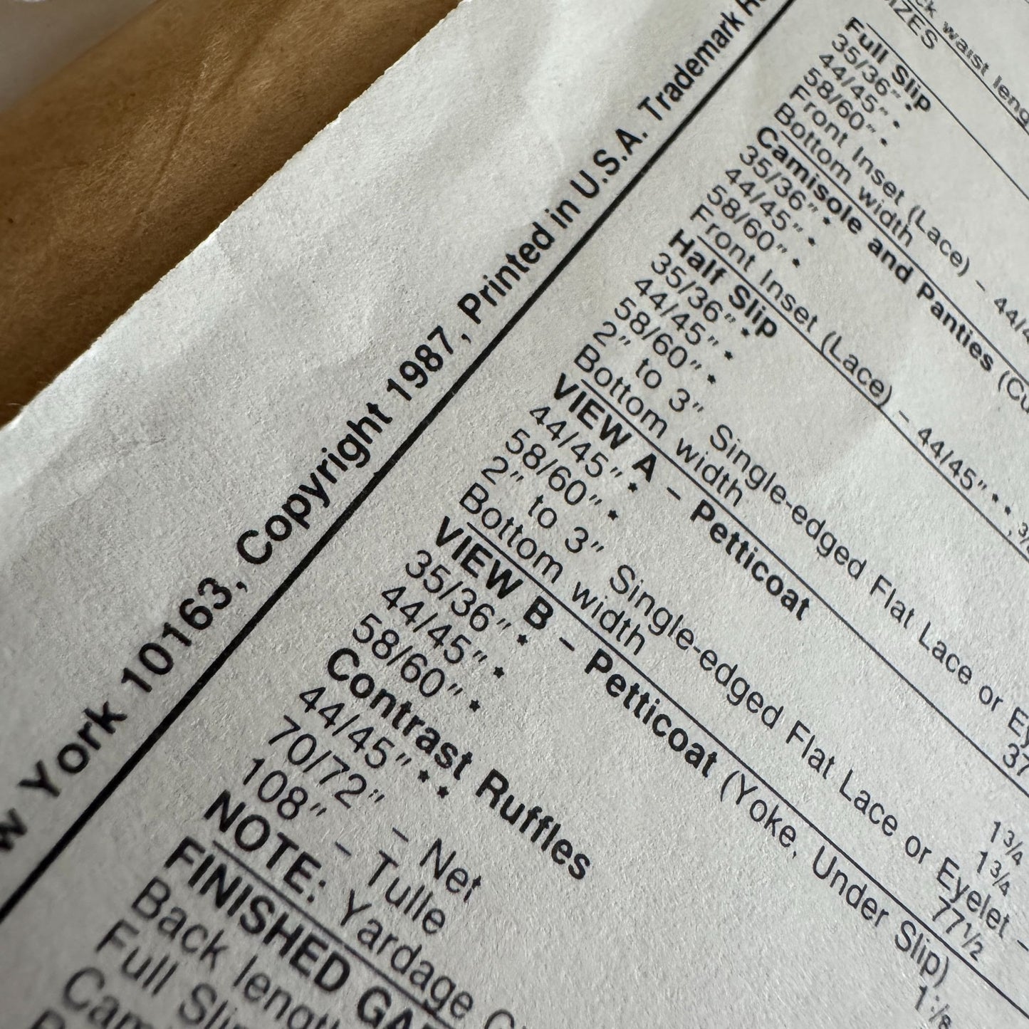 McCalls Sewing Pattern 3318 Misses Full Slip Camisole Half Slip Petticoats 10 12