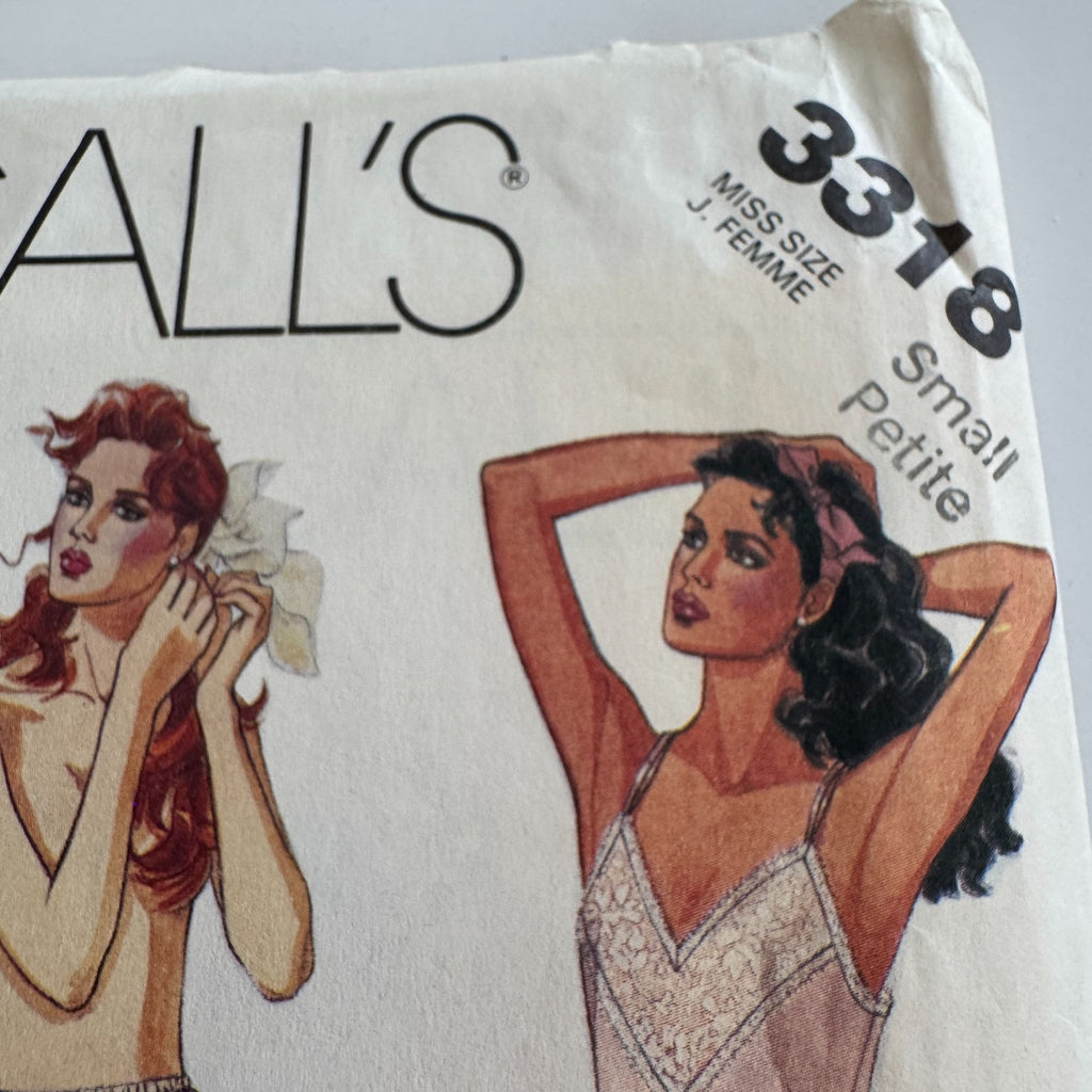 McCalls Sewing Pattern 3318 Misses Full Slip Camisole Half Slip Petticoats 10 12