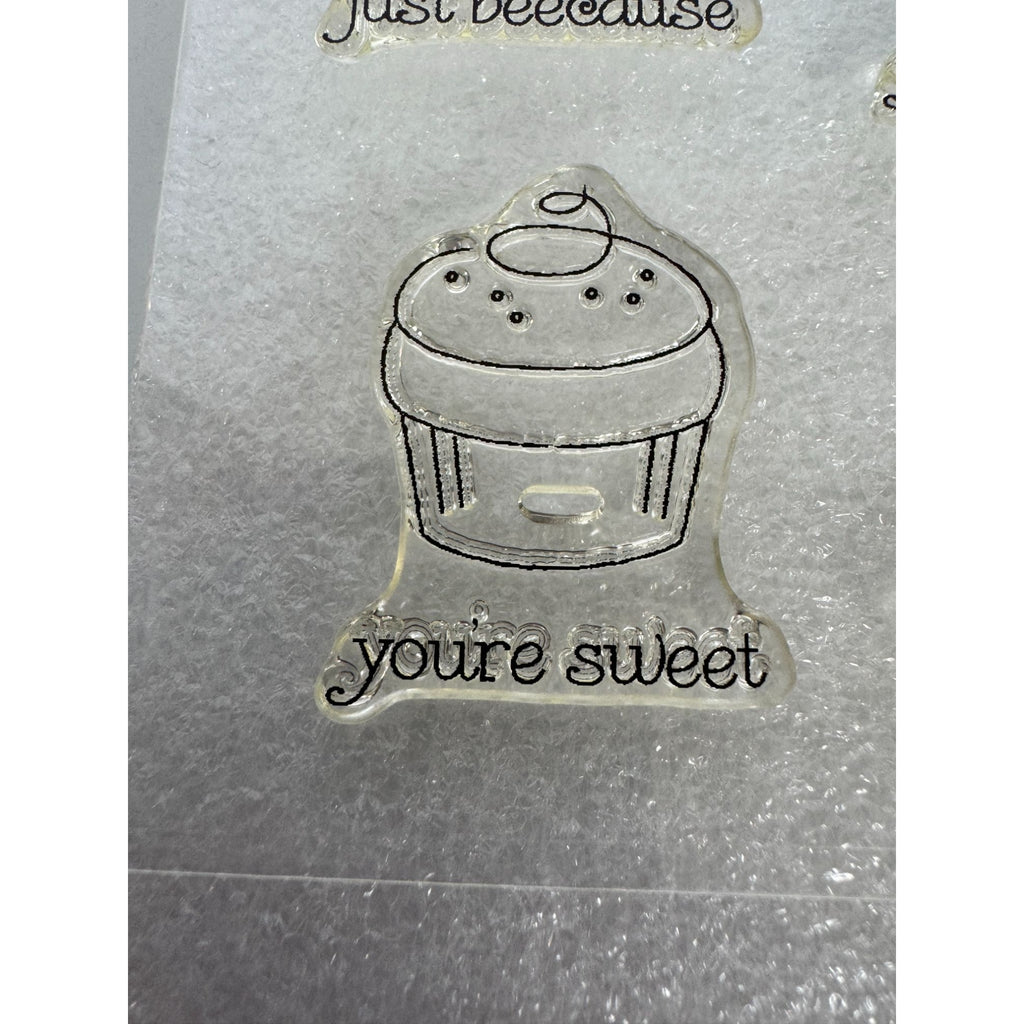CTMH My Acrylix Acrylic Stamp Set Pun Fun Funny Belated Birthday Turtle Bee Cake