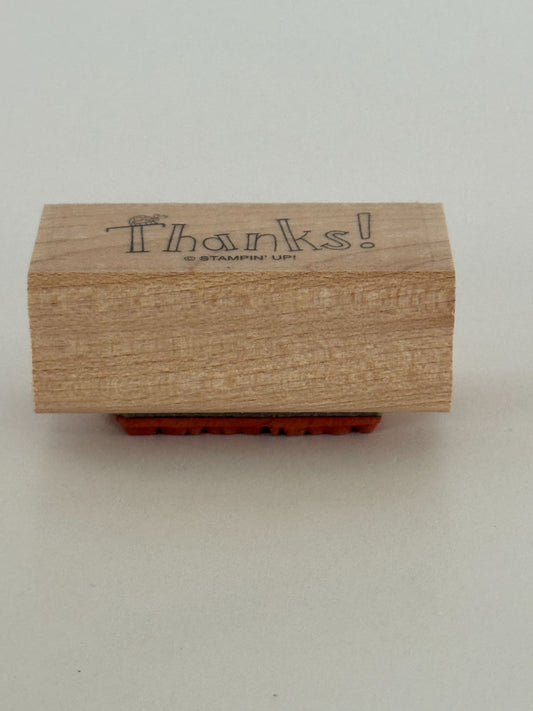 Stampin Up Rubber Stamp Ladybug Thanks Thank You Card Making Word Wood Mounted