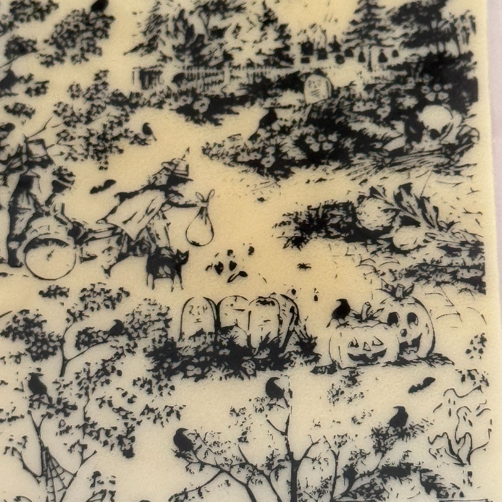 Recollections Cling Stamp Halloween Toile Witch Pumpkin Haunted House Cardmaking Fall Autumn Season Background