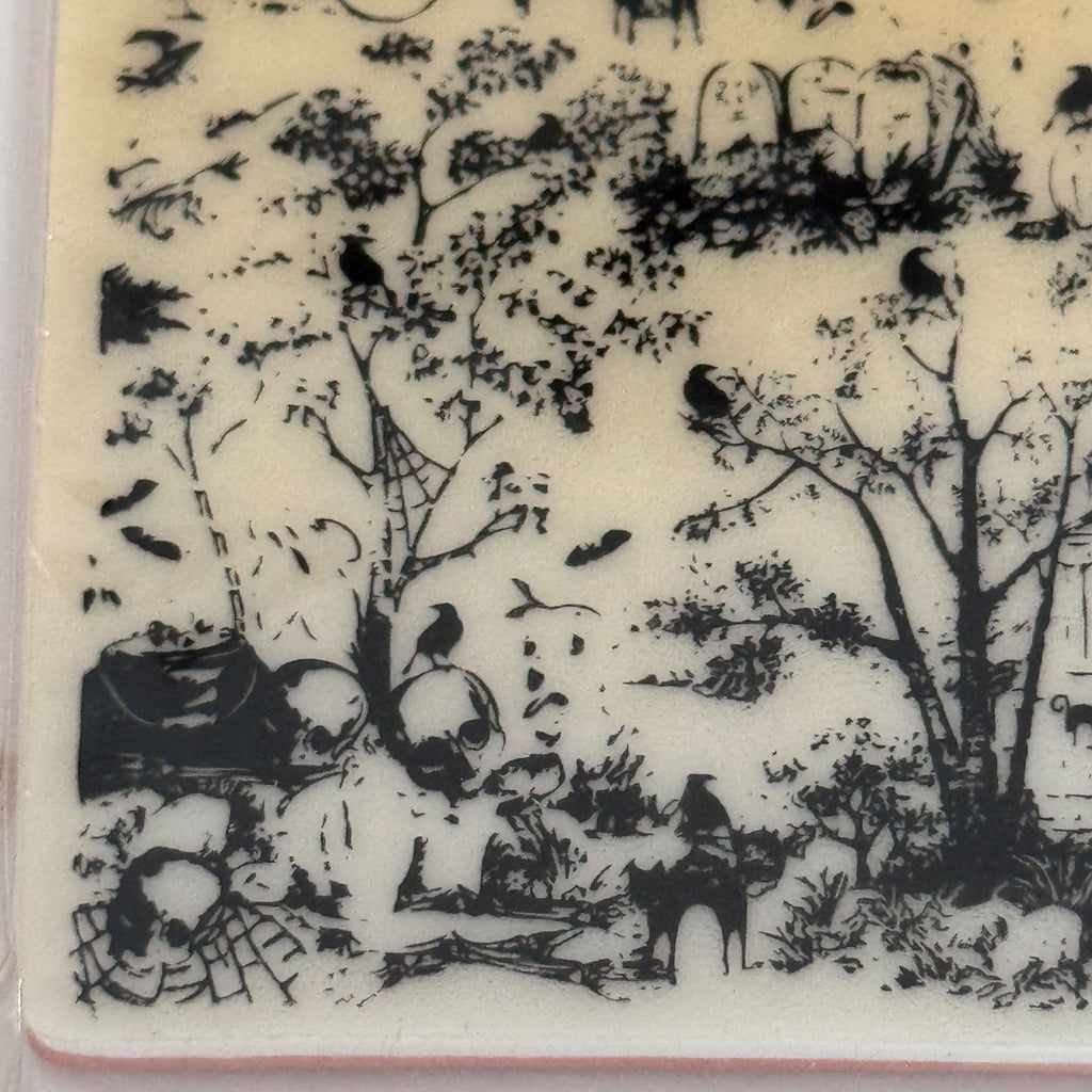 Recollections Cling Stamp Halloween Toile Witch Pumpkin Haunted House Cardmaking Fall Autumn Season Background