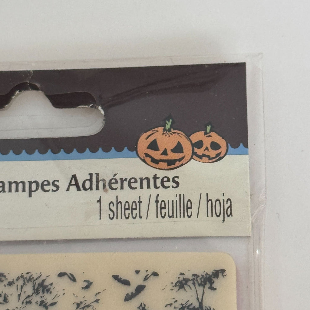 Recollections Cling Stamp Halloween Toile Witch Pumpkin Haunted House Cardmaking Fall Autumn Season Background
