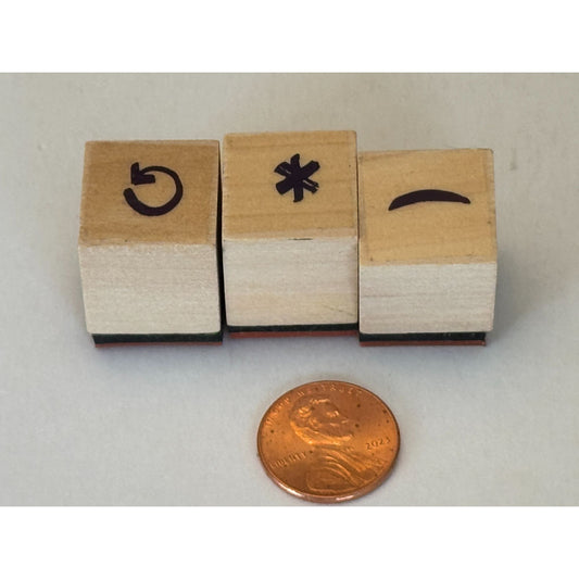 Symbols Wooden Rubber Stamps Curved Arrow Refresh Reload Asterisk Curved Line