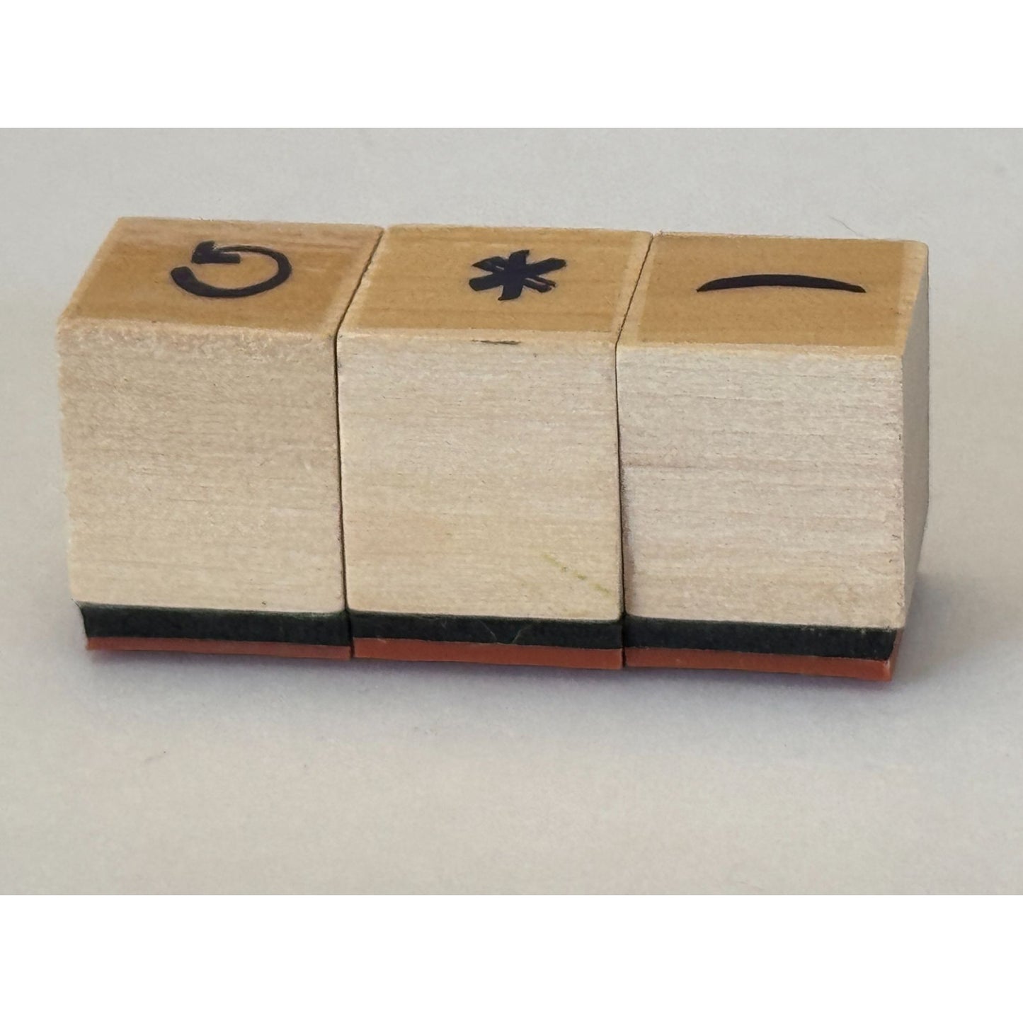 Symbols Wooden Rubber Stamps Curved Arrow Refresh Reload Asterisk Curved Line