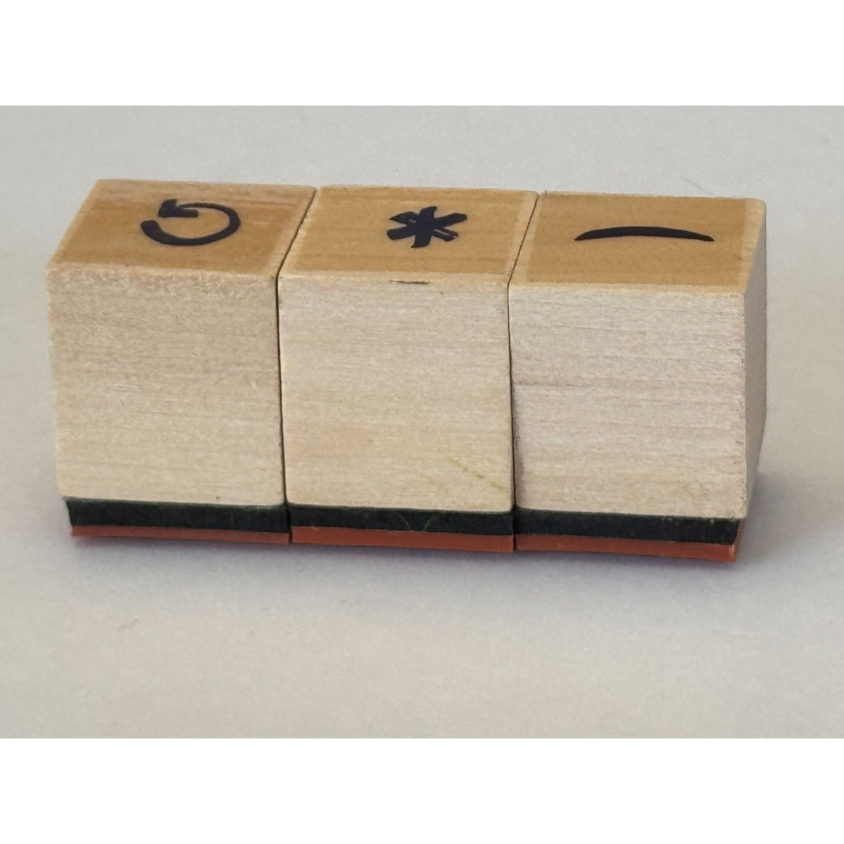 Symbols Wooden Rubber Stamps Curved Arrow Refresh Reload Asterisk Curved Line