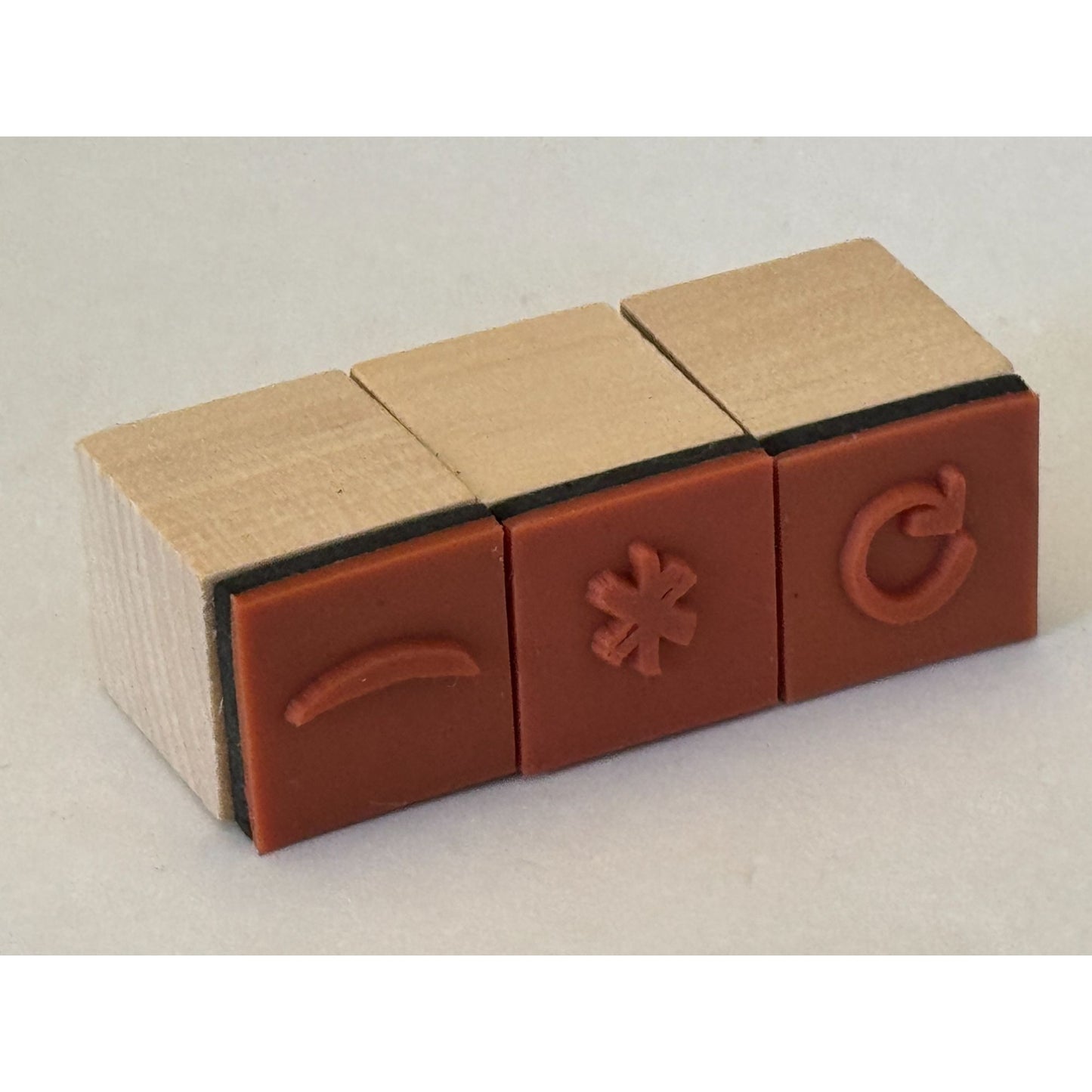 Symbols Wooden Rubber Stamps Curved Arrow Refresh Reload Asterisk Curved Line