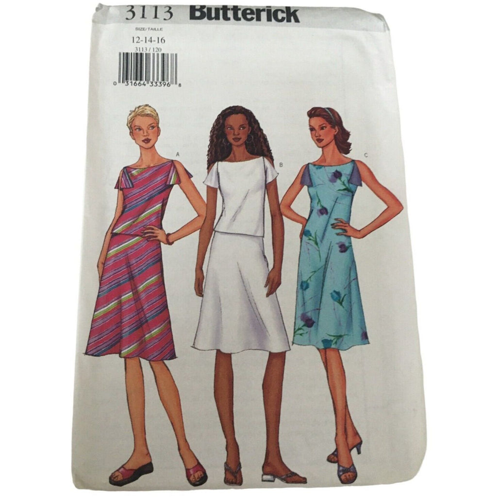 Butterick Sewing Pattern 3113 Misses Top Skirt A-Line Dress Easy 12 14 16 UC
