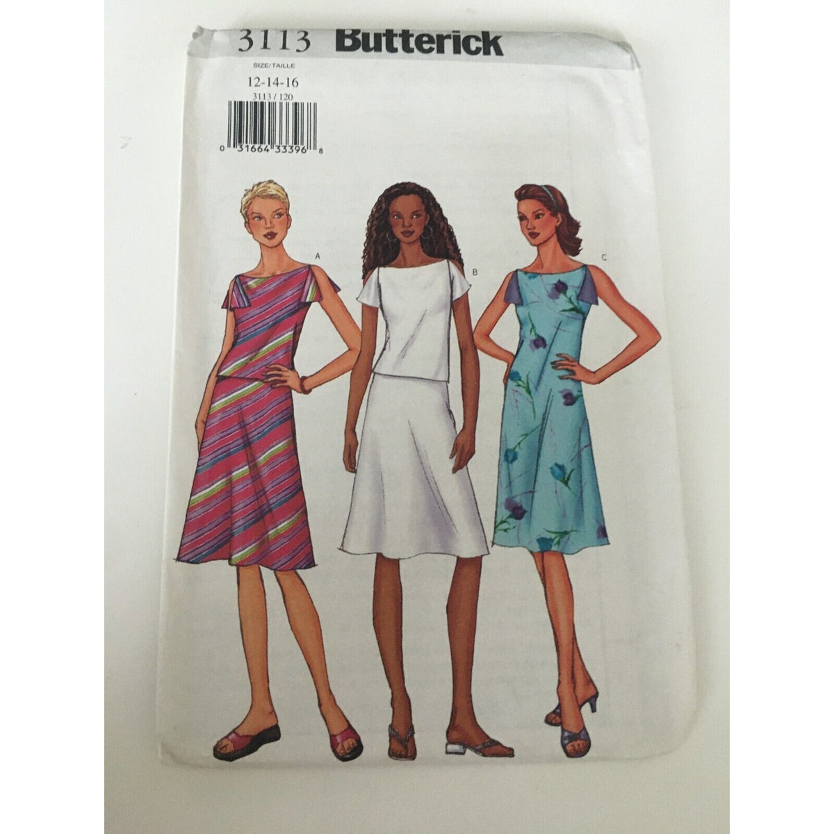 Butterick Sewing Pattern 3113 Misses Top Skirt A-Line Dress Easy 12 14 16 UC