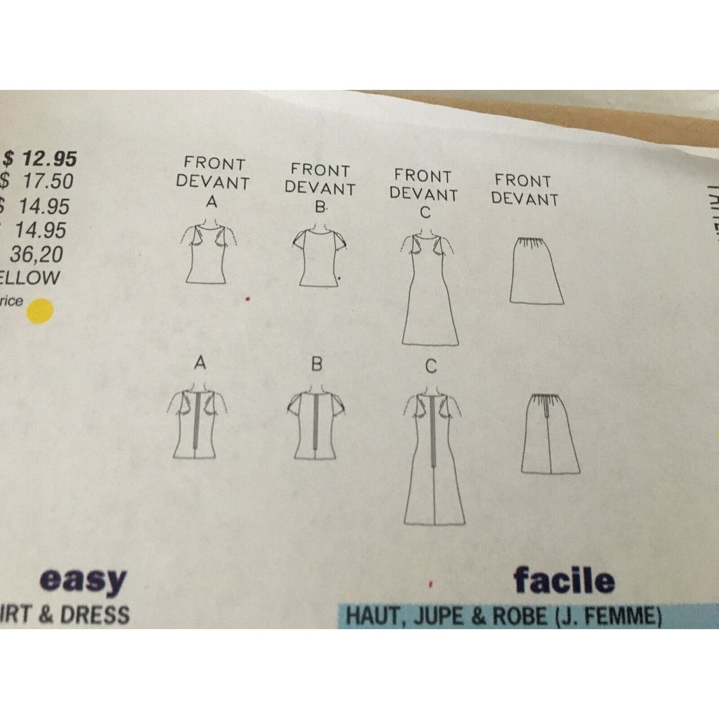 Butterick Sewing Pattern 3113 Misses Top Skirt A-Line Dress Easy 12 14 16 UC
