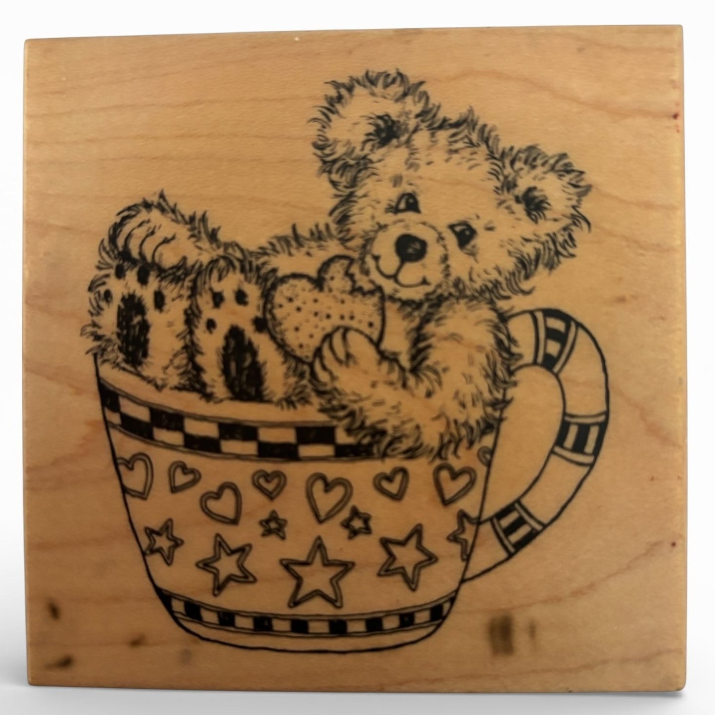 PSX Rubber Stamp  Fuzzy Bear Teddy Bear in Teacup Tea Party Cardmaking Cookie G-2652