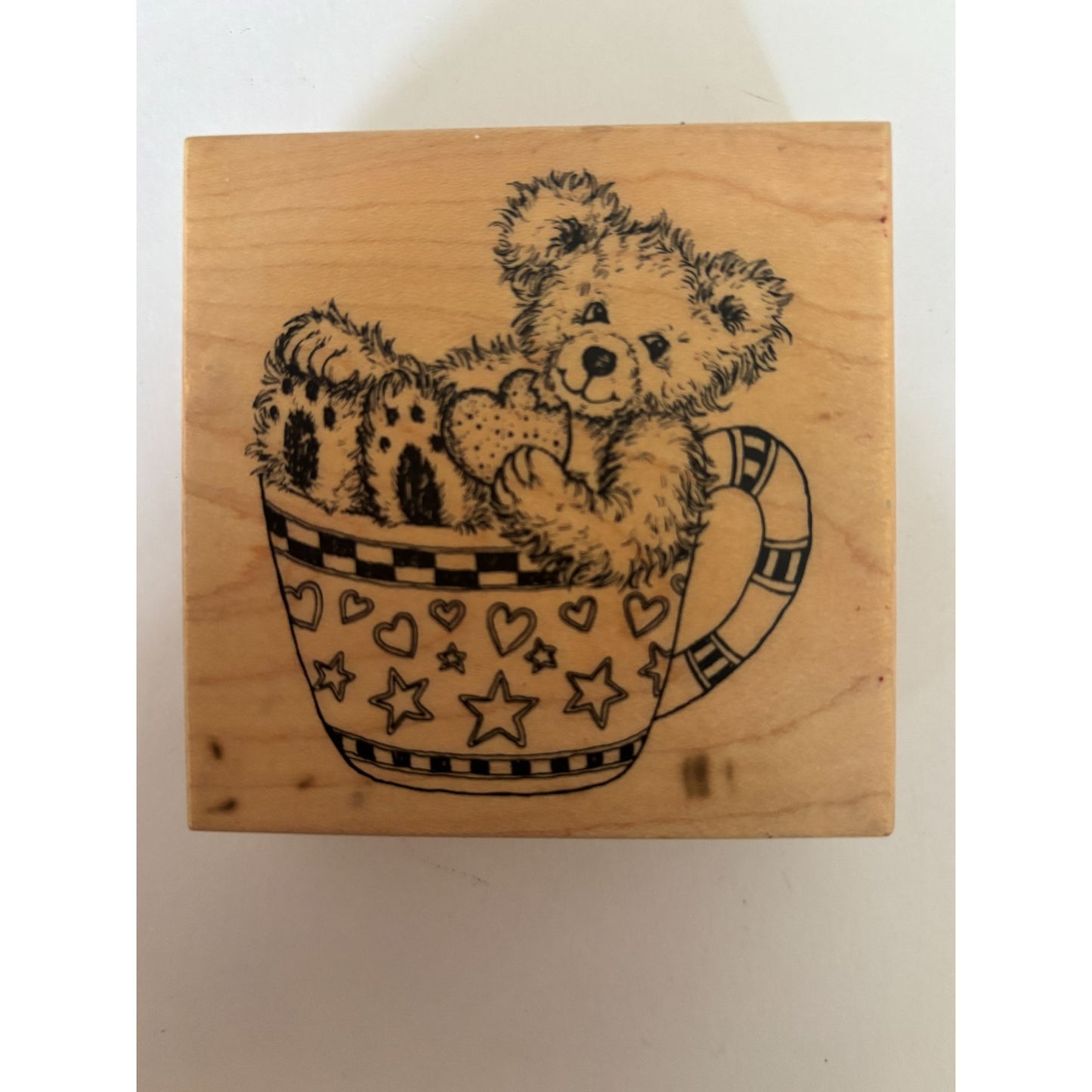 PSX Rubber Stamp  Fuzzy Bear Teddy Bear in Teacup Tea Party Cardmaking Cookie G-2652