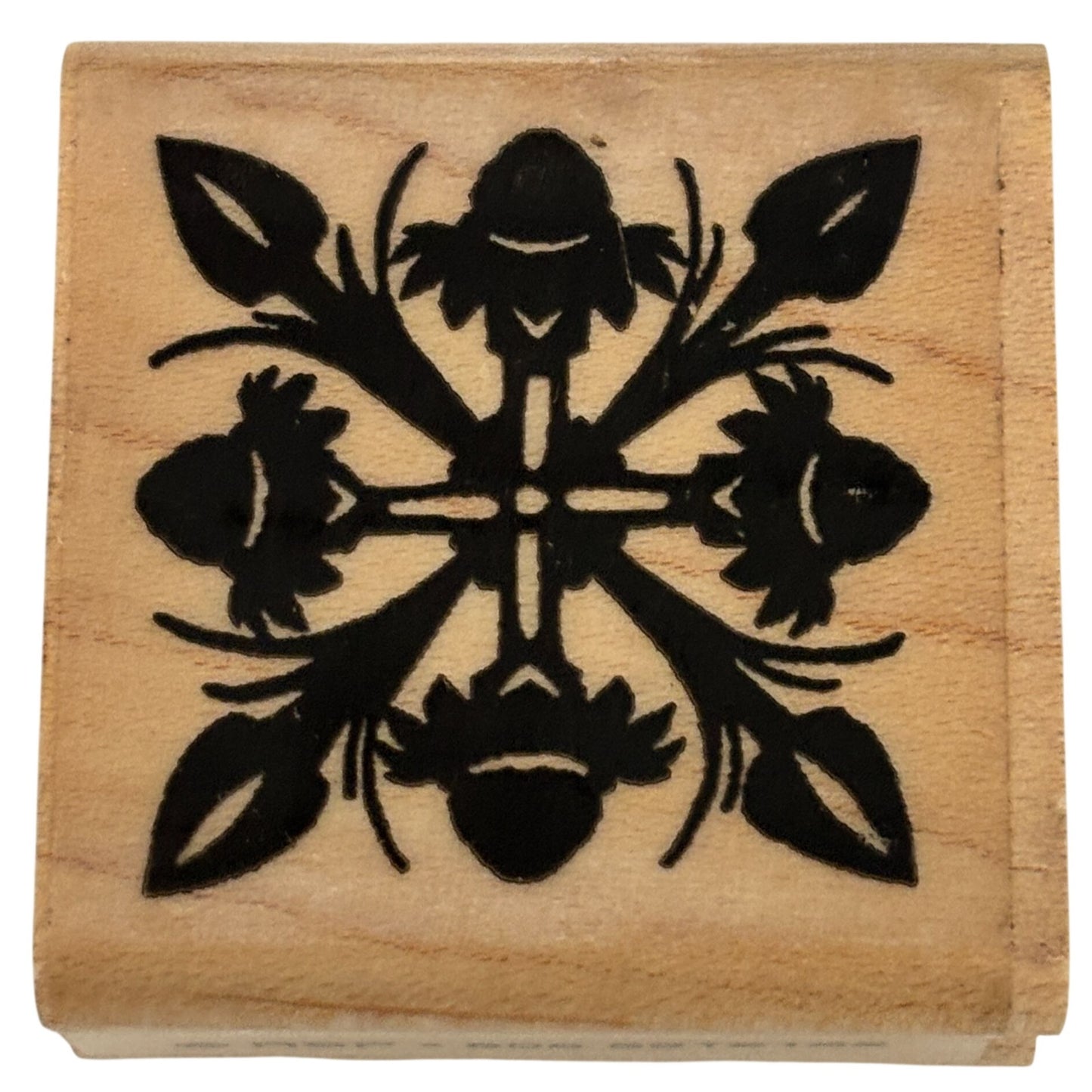 RSP Rubber Stamp Floral Symmetry Botanical Motif Decorative Square Cardmaking Wood Mounted Craft