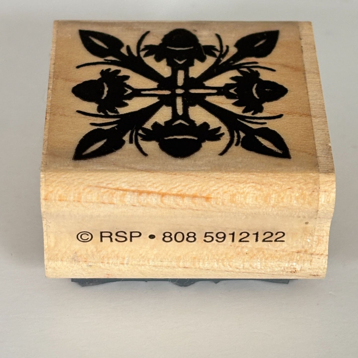 RSP Rubber Stamp Floral Symmetry Botanical Motif Decorative Square Cardmaking Wood Mounted Craft