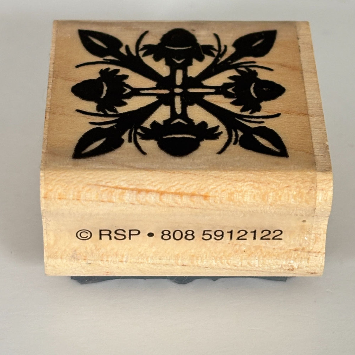 RSP Rubber Stamp Floral Symmetry Botanical Motif Decorative Square Cardmaking Wood Mounted Craft