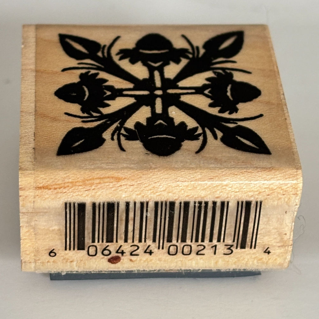 RSP Rubber Stamp Floral Symmetry Botanical Motif Decorative Square Cardmaking Wood Mounted Craft