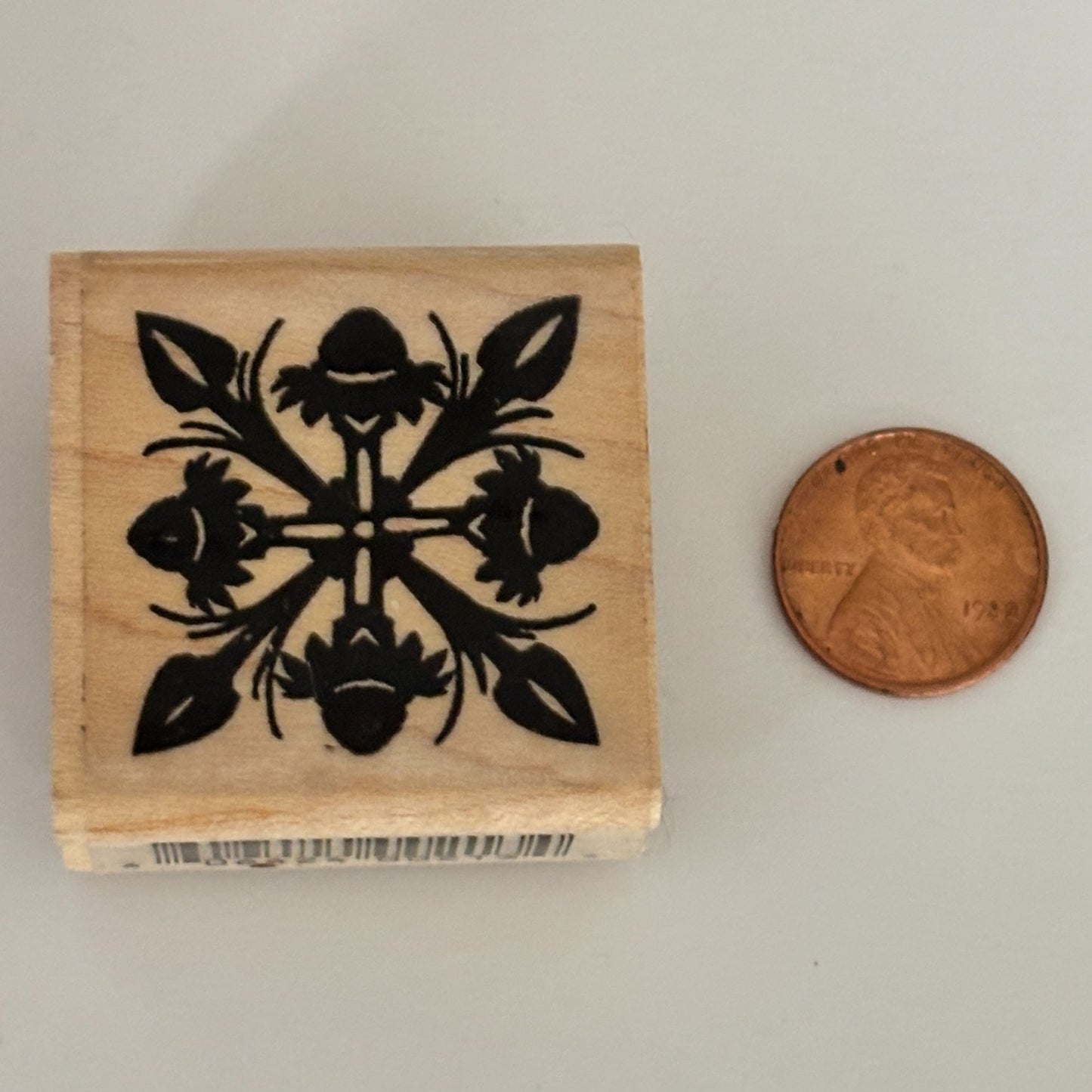 RSP Rubber Stamp Floral Symmetry Botanical Motif Decorative Square Cardmaking Wood Mounted Craft