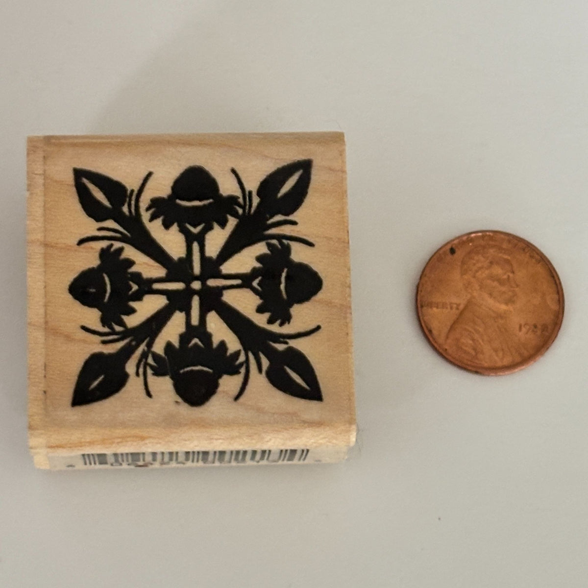 RSP Rubber Stamp Floral Symmetry Botanical Motif Decorative Square Cardmaking Wood Mounted Craft