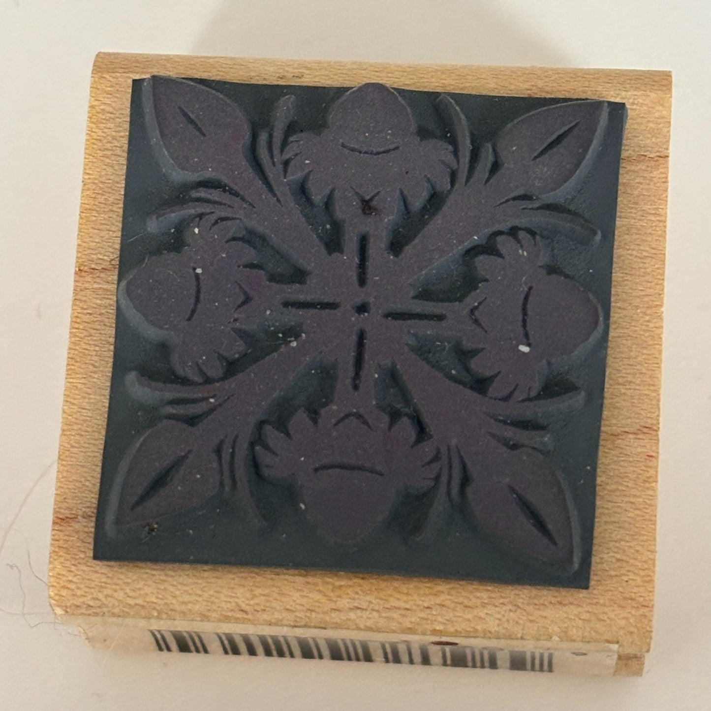 RSP Rubber Stamp Floral Symmetry Botanical Motif Decorative Square Cardmaking Wood Mounted Craft