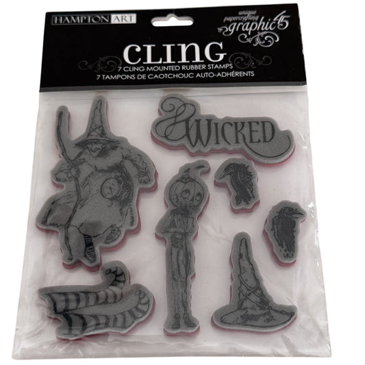Hampton Art Cling Rubber Stamps Magic of Oz Wicked Witch Graphic 45 Jack Pumpkinhead