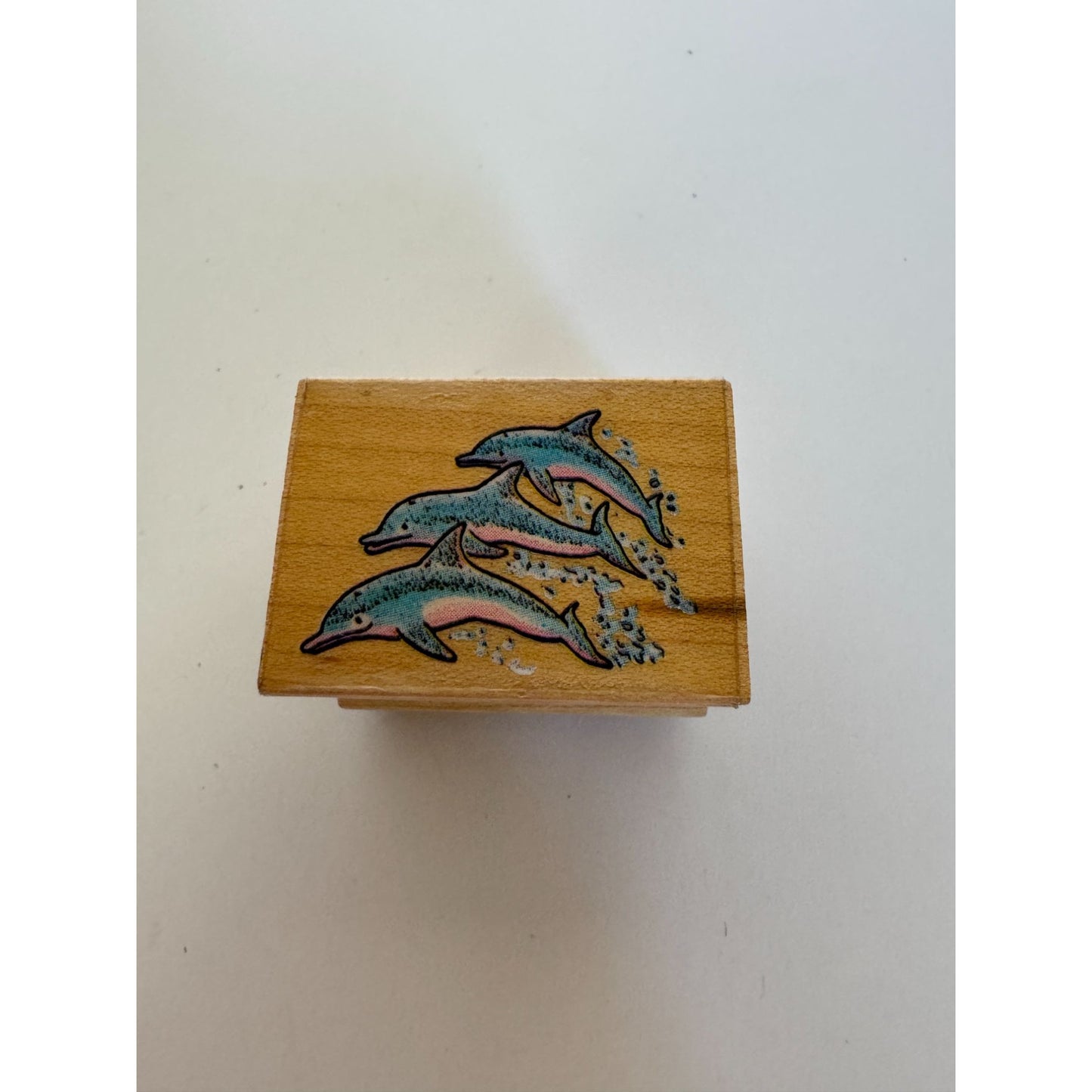 All Night Media Rubber Stamp Leaping Dolphins Trio Ocean Animals Sea Life Small