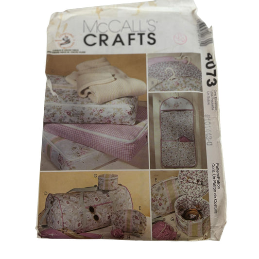 McCalls Crafts Sewing Pattern 4073 Closet Travel Organizers Cosmetic Bag Uncut