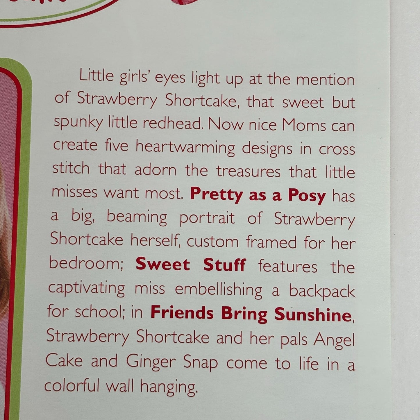 Strawberry Shortcake Cross Stitch Pattern Booklet Leisure Arts Berry Sweet Girls 2004