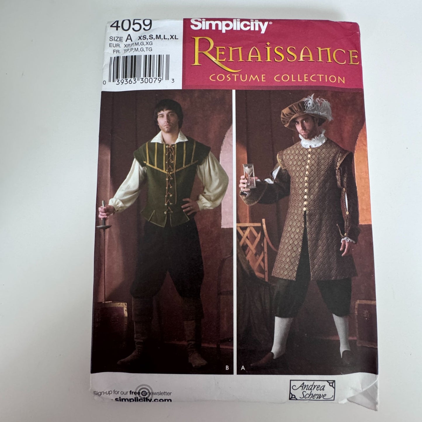 Simplicity Sewing Pattern 4059 Renaissance Mens Costume Doublet Pants XS-XL Uncut