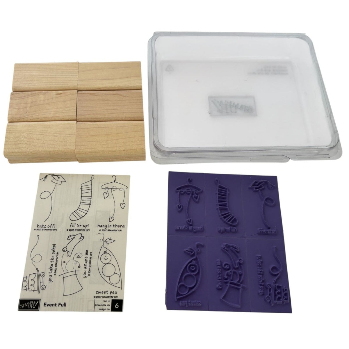 Stampin Up Rubber Stamp Set Event Full Card Making Sentiments Hang in There Hat