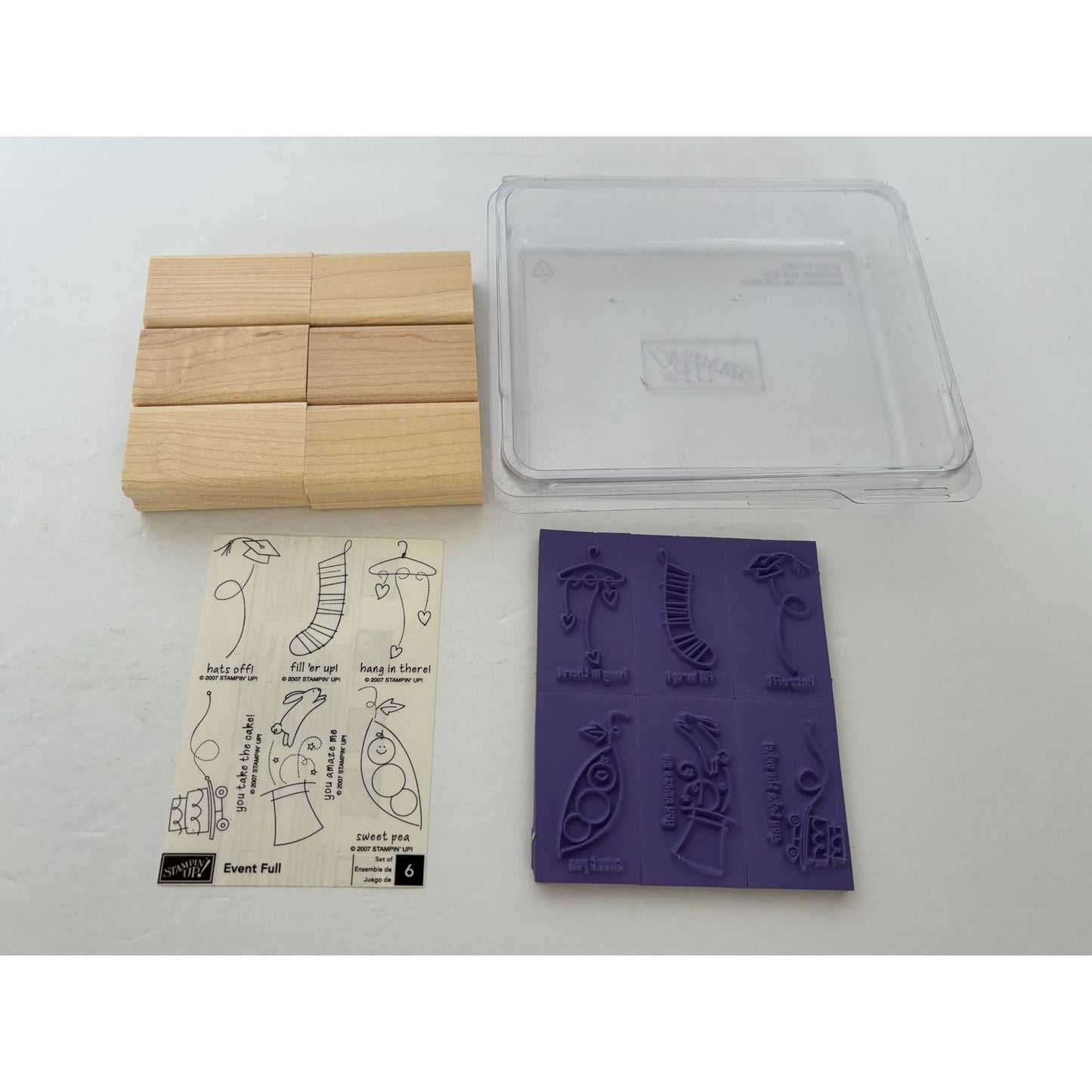 Stampin Up Rubber Stamp Set Event Full Card Making Sentiments Hang in There Hat