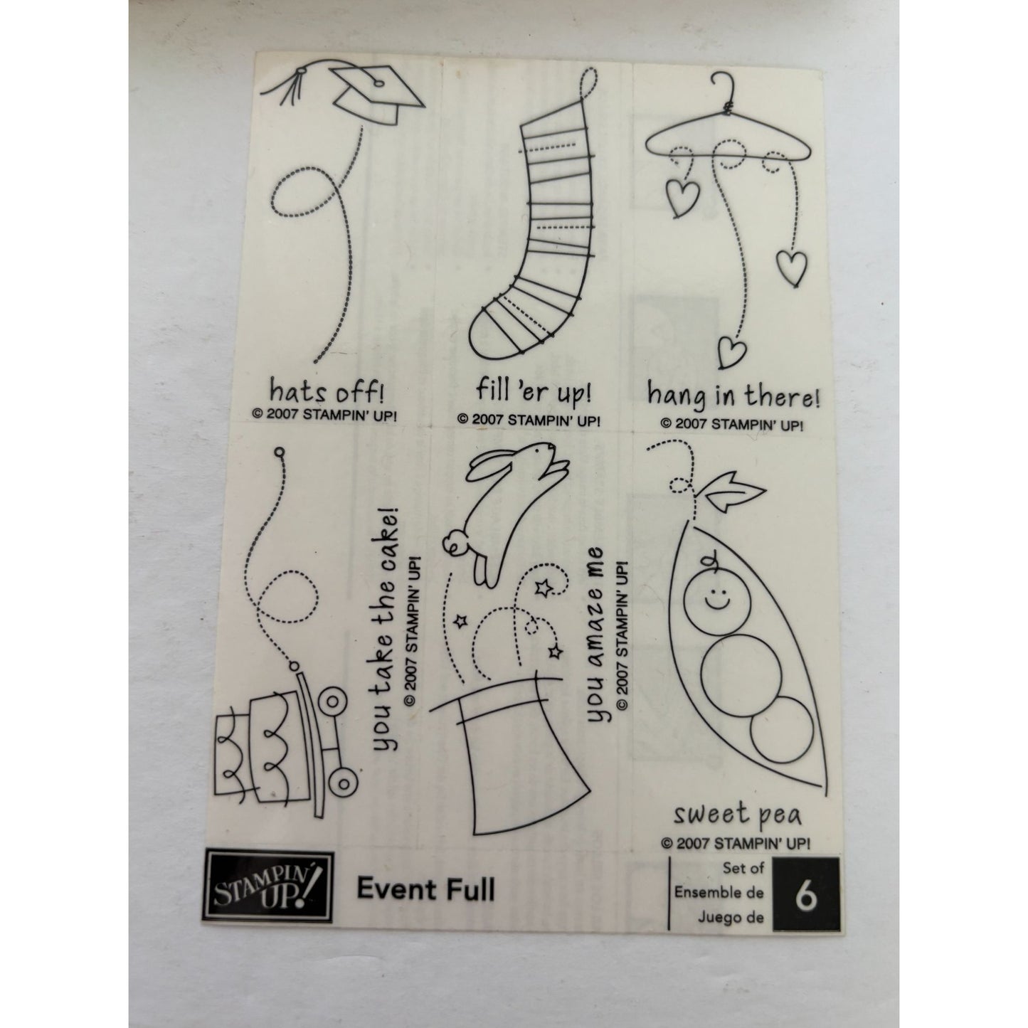 Stampin Up Rubber Stamp Set Event Full Card Making Sentiments Hang in There Hat
