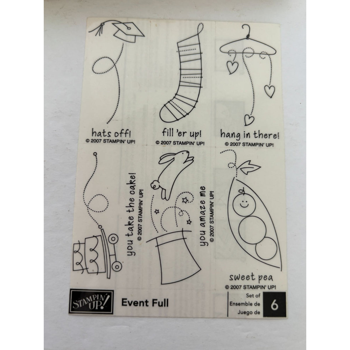 Stampin Up Rubber Stamp Set Event Full Card Making Sentiments Hang in There Hat
