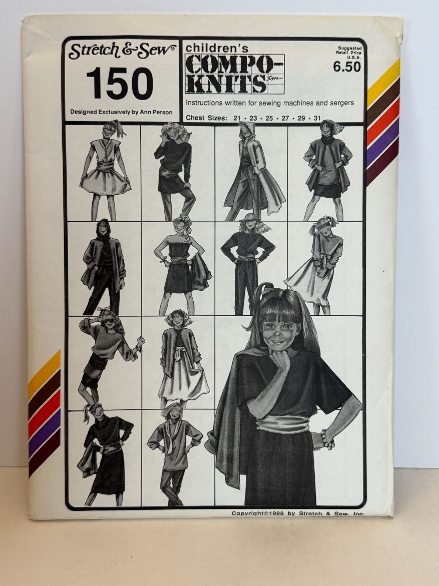 Stretch and Sew Sewing Pattern 150 Girls Dress Skirt Shirt Jumpsuit Compo-Knits