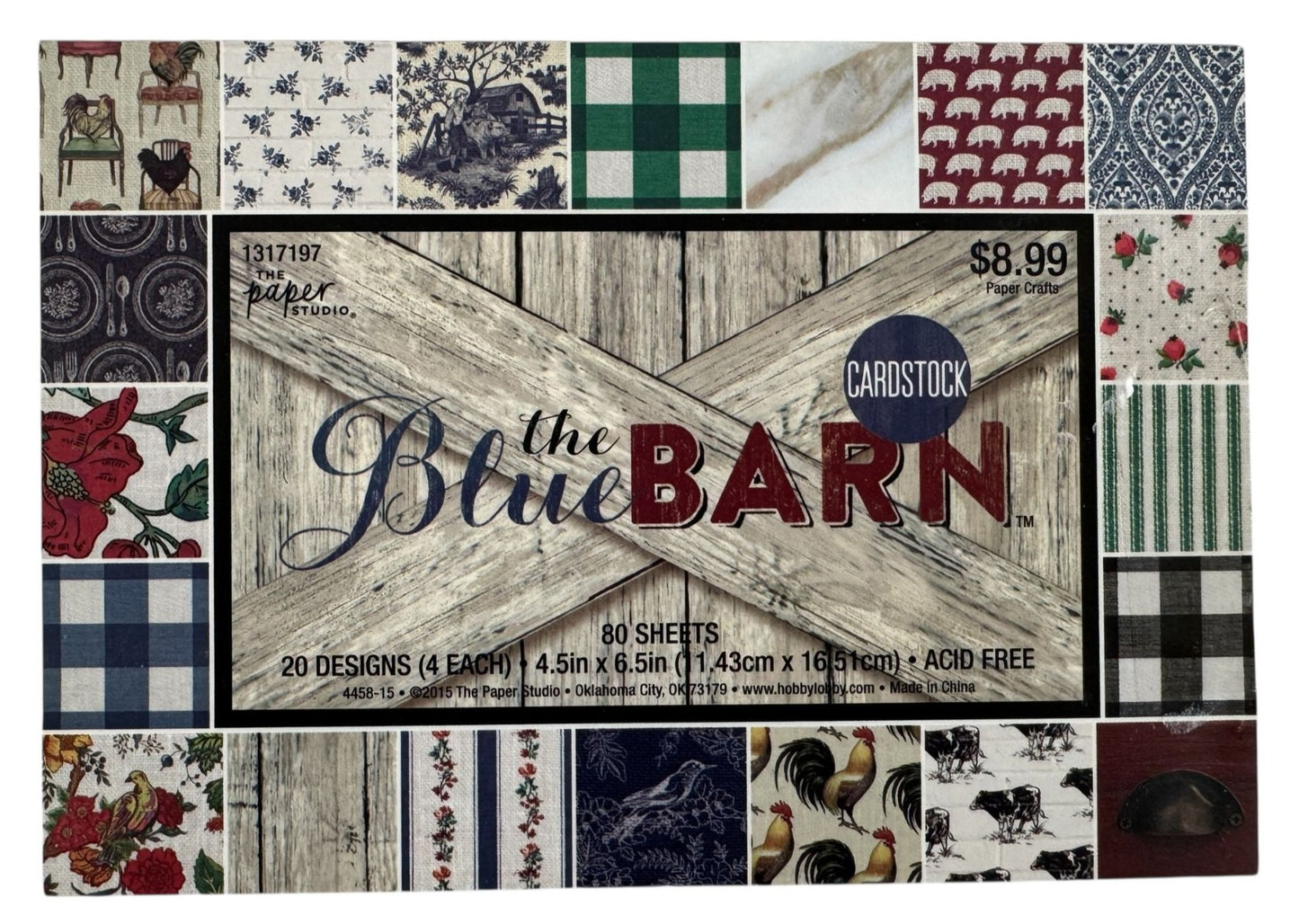The Paper Studio Blue Barn Farm 68-Sheet Cardstock Pad 4.5x6.5 Scrapbook Partial