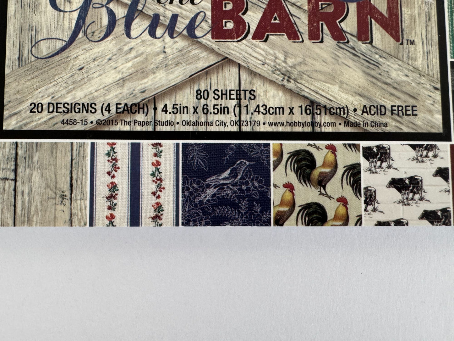 The Paper Studio Blue Barn Farm 68-Sheet Cardstock Pad 4.5x6.5 Scrapbook Partial