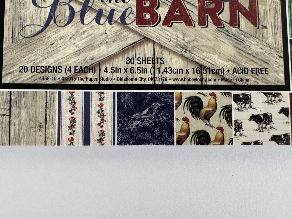 The Paper Studio Blue Barn Farm 68-Sheet Cardstock Pad 4.5x6.5 Scrapbook Partial