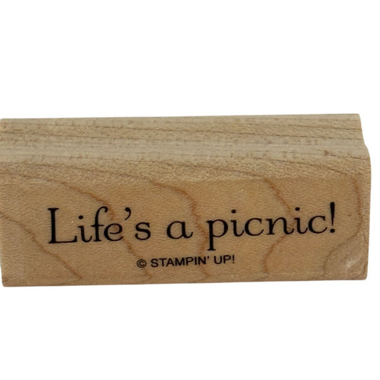 Stampin Up Rubber Stamp Lifes A Picnic Card Making Words Sentiment Cheerful Note