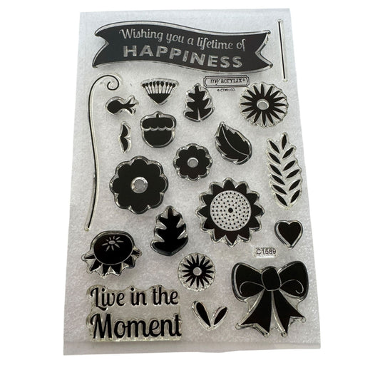 CTMH My Acrylix Acrylic Stamp Set Lifetime of Happiness Live in the Moment C1589