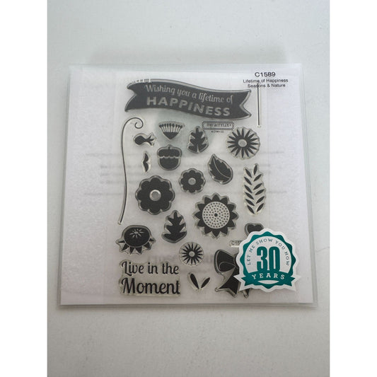 CTMH My Acrylix Acrylic Stamp Set Lifetime of Happiness Live in the Moment C1589