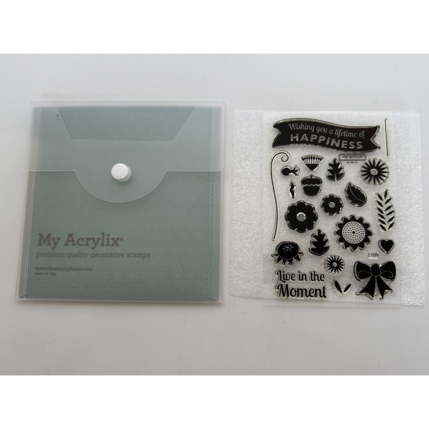 CTMH My Acrylix Acrylic Stamp Set Lifetime of Happiness Live in the Moment C1589
