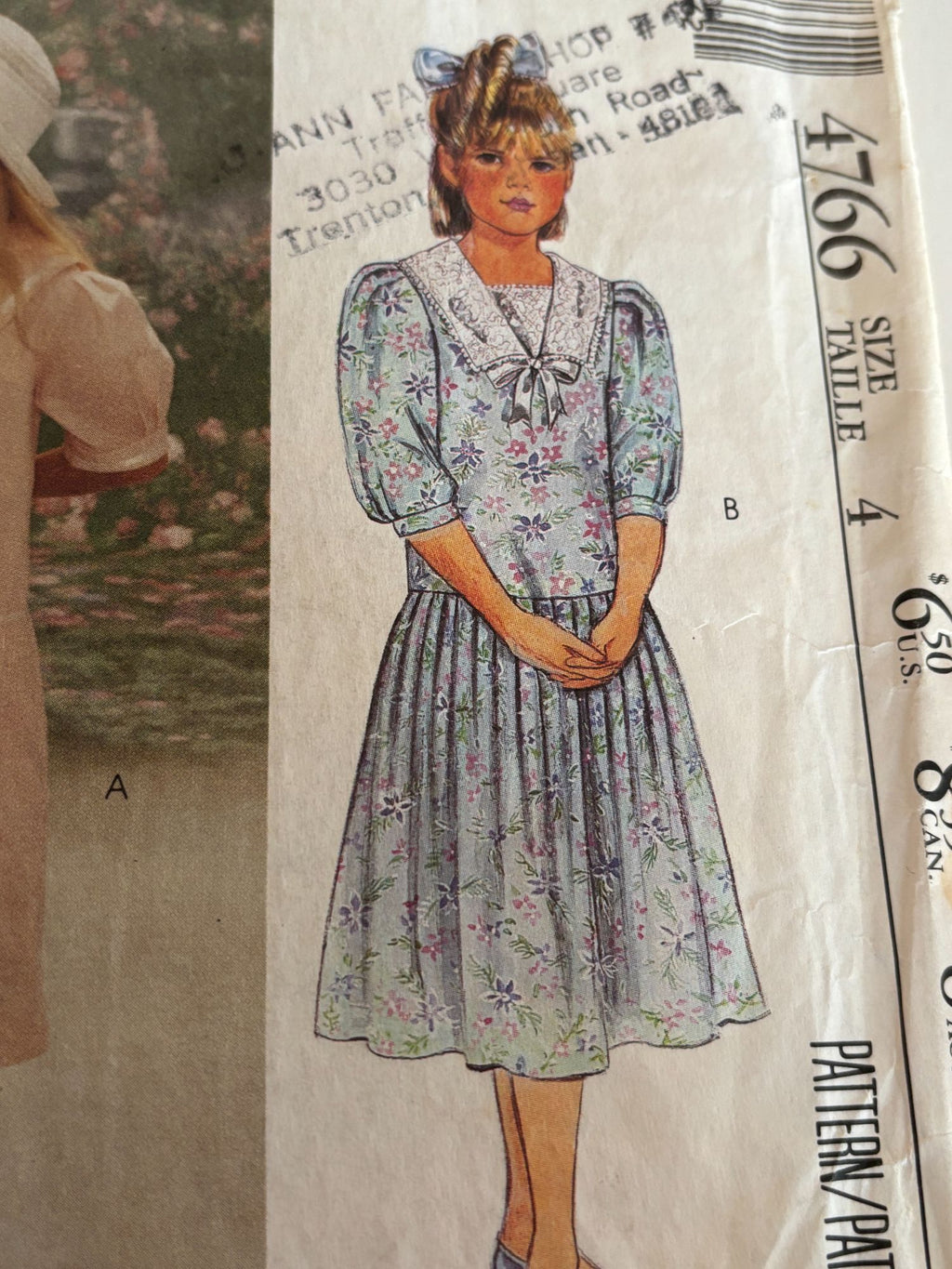 McCalls Sewing Pattern 4766 Laura Ashley Girls Dress Dropped Waistline 4 Vintage