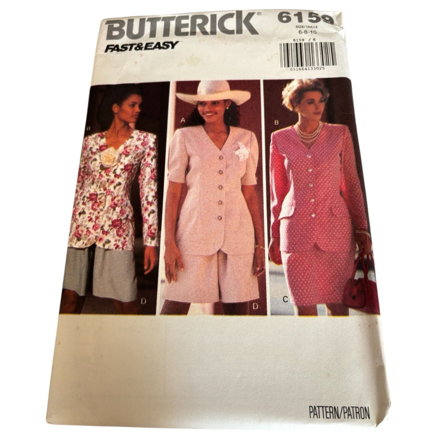 Butterick Sewing Pattern 6159 Work Suit Top Skirt Shorts Outfit Easy 6 8 10 UC