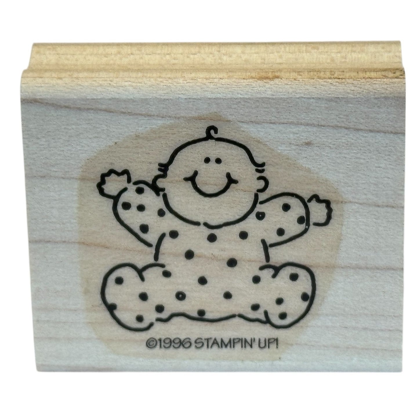 Stampin Up Rubber Stamp Baby Polka Dot Arms Open Hug Smile Cheerful Card Making
