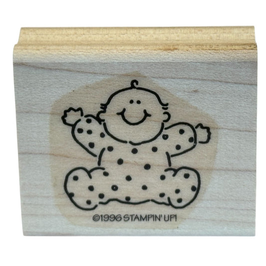 Stampin Up Rubber Stamp Baby Polka Dot Arms Open Hug Smile Cheerful Card Making