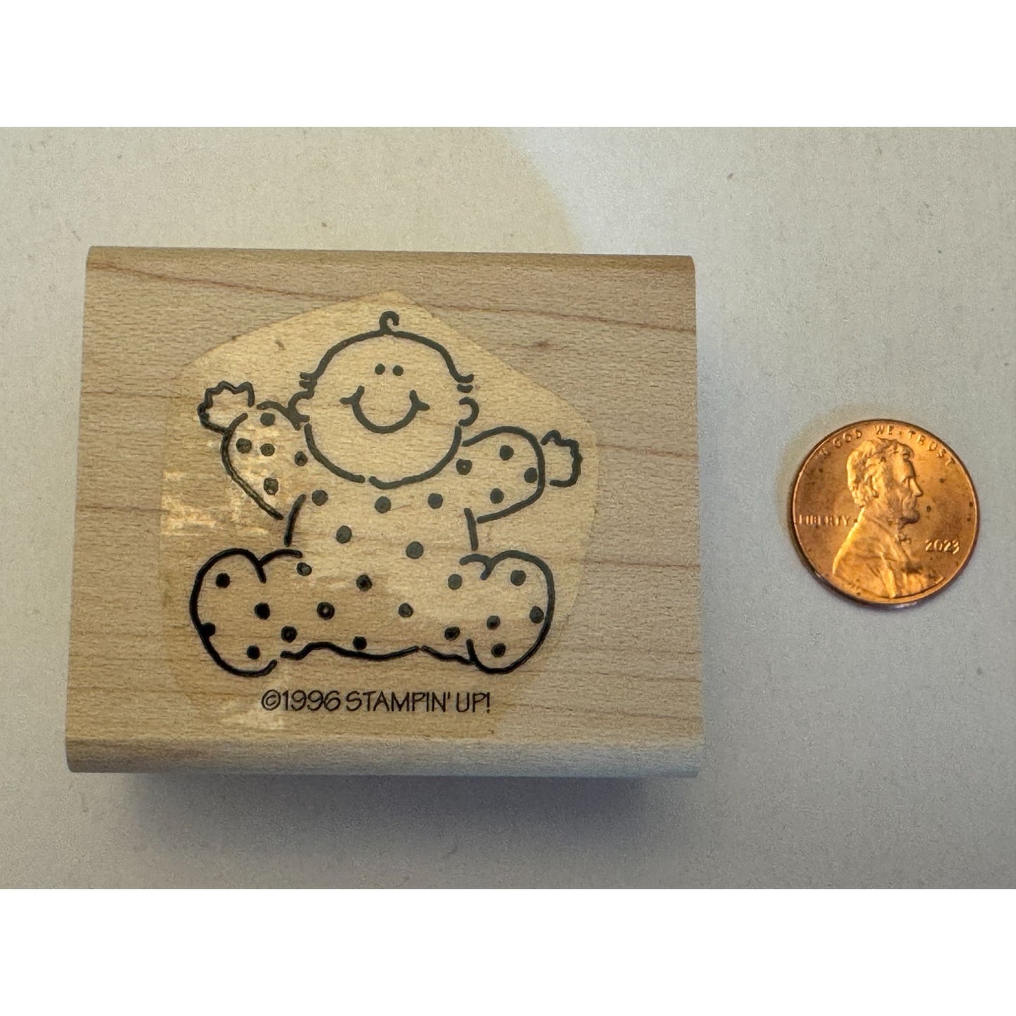 Stampin Up Rubber Stamp Baby Polka Dot Arms Open Hug Smile Cheerful Card Making