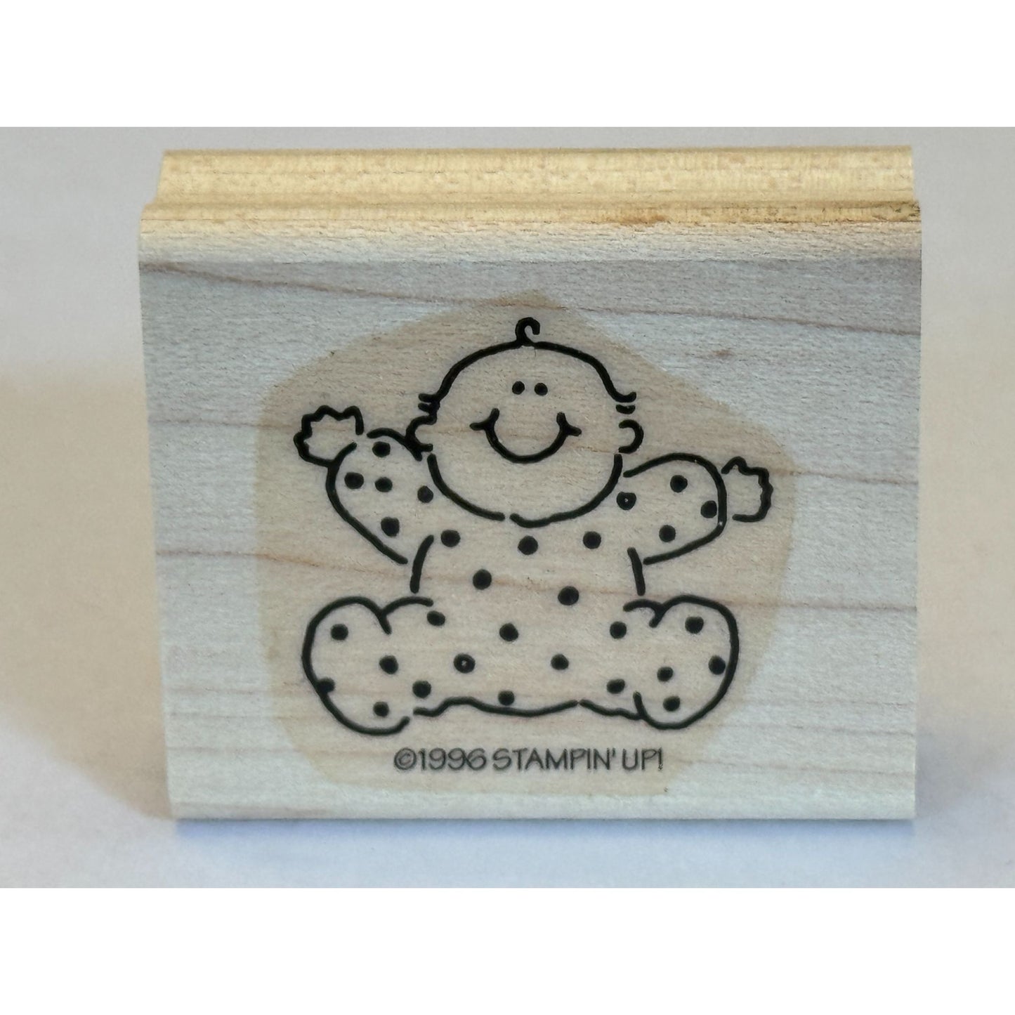 Stampin Up Rubber Stamp Baby Polka Dot Arms Open Hug Smile Cheerful Card Making