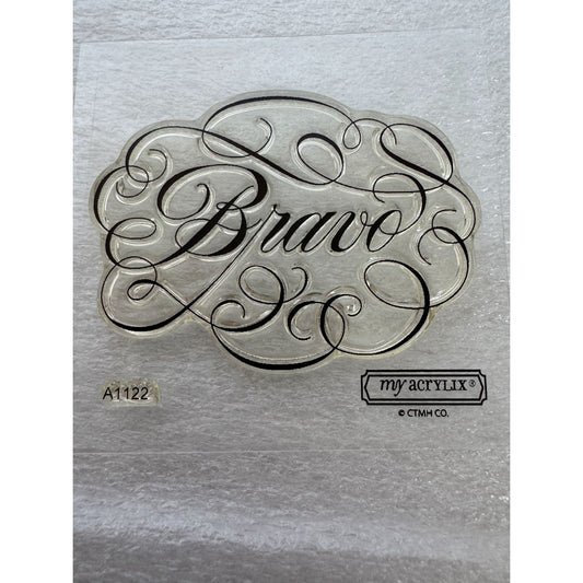 CTMH My Acrylix Acrylic Stamp Set Bravo Word Expression Sentiment Congrats A1122
