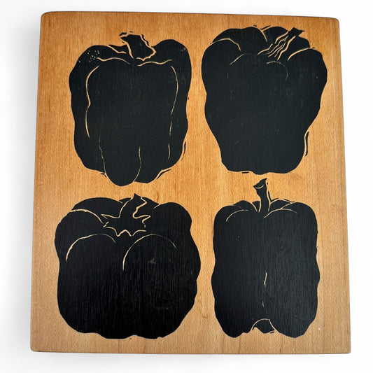 A Stamp In The Hand Rubber Stamp Bell Peppers Vegetable Kitchen Garden Food Wood