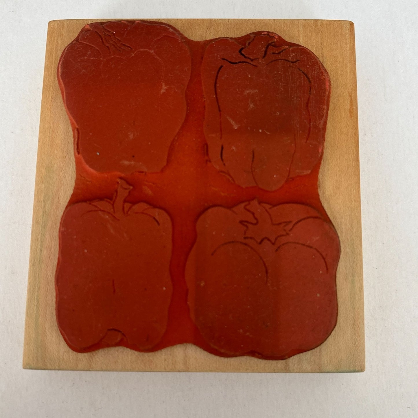 A Stamp In The Hand Rubber Stamp Bell Peppers Vegetable Kitchen Garden Food Wood